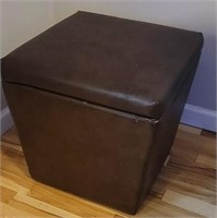 Brown leather ottoman