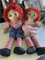 Very old Raggedy Anne and Andy Handmade Dolls