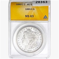 1880-S Morgan Silver Dollar ANACS MS63