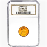 1950 Wheat Cent NGC MS67 RD