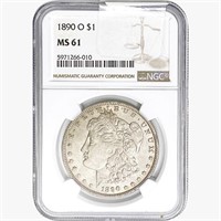 1890-O Morgan Silver Dollar NGC MS61