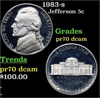 Proof 1983-s Jefferson Nickel 5c Graded pr70 dcam