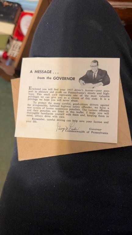 Vintage Pennsylvania drivers license mailer