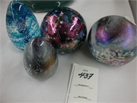 Four Art glass paperweights, sold choice A-D.