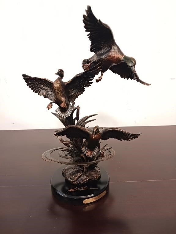 American Artist Ducks Wildlife Bronze Sculpture