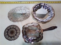 Silver plate and Expandable trivet/ crumb catcher