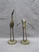 Pair Of Brass Crane Figures