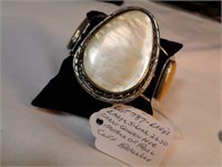 LARGE SILVER 26.50CT MOTHER OF PEARL CUFF BRACELET