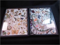 Two containers of costume jewelry: Coro, Trifari,