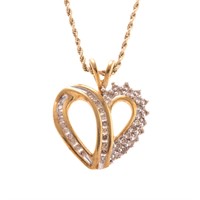 A Lady's Diamond Heart Necklace in 10K Gold