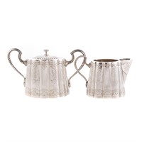Classical style silver cream pitcher & sugar bowl