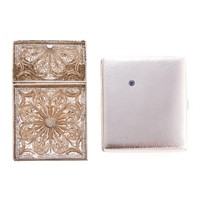 Continental silver cigarette and card cases