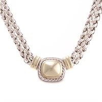 Sterling & 14K Double Chain Necklace by D. Yurman