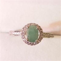 $200 Silver Rhodium Plated Emerald(1ct) Ring