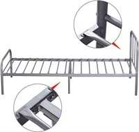 Twin Bed Frame w Headboard and Footboard, Silver