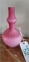 Pink glass vase 10 3/8 tall