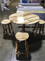 4pc. Set of Sassafras Table and Stools.