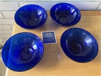 Set of 5 Cobalt Blue Glass Bowls