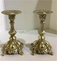 Vintage mid century gold tone metal pillar candle