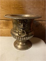Antique silver plated Lionhead vase