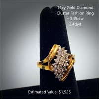 14kt Diamond Cluster Fashion Ring, ~0.35ctw