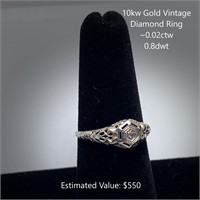 10kt Vintage Diamond Ring, ~0.02ctw, 0.8dwt