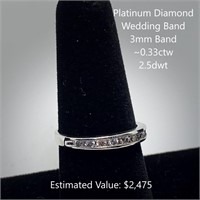 Platinum Diamond Wedding Band, ~0.33ctw