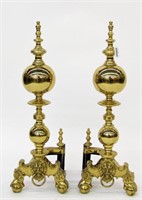 Pair of Large Brass Andirons