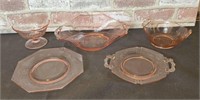 BOX LOT: 10 PCS PINK DEPRESSION LIKE GLASS SET -