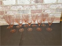 BOX LOT: 10 PCS PINK COLORED WINE GLASSES WITH