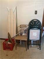 Folding chairs,TV, trays,ceiling fan,ironing board