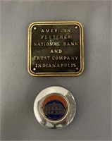 Vintage Indiana National Bank Dime Bank & Plaque