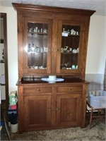 Cherry Step Back Cupboard w/Crown Molding