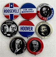 (8) ANTIQUE PRESIDENTIAL PINS