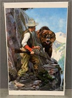 Bear on Cliff w/ Hunter Art Print