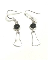 Sterling Silver 1.8 Ct Black Onyx Dangle Earrings