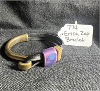 Erica Zap Leather/ Brass Bracelet