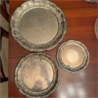 3 pc set Silver Plated Serving Platters
