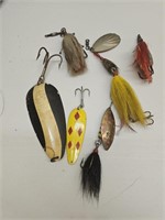 Lot of fintage fishing lures. Red Devil Spoons &