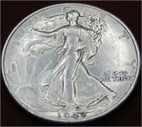 1942 D AU - Walking Liberty Half Dolla