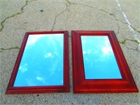 Two Large Heavy Wooden Framed Mirrors