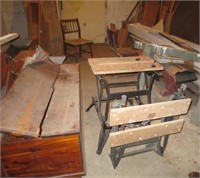 2 Workmate benches, cedar chest, saw horse