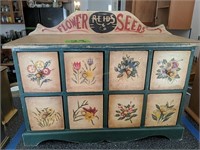 Green Paint Decorated Flower Seed Organizer Box