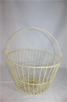 Vintage Yellow Metal Coated Wire Egg Basket