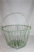 Vintage Green Metal Coated Wire Egg Basket