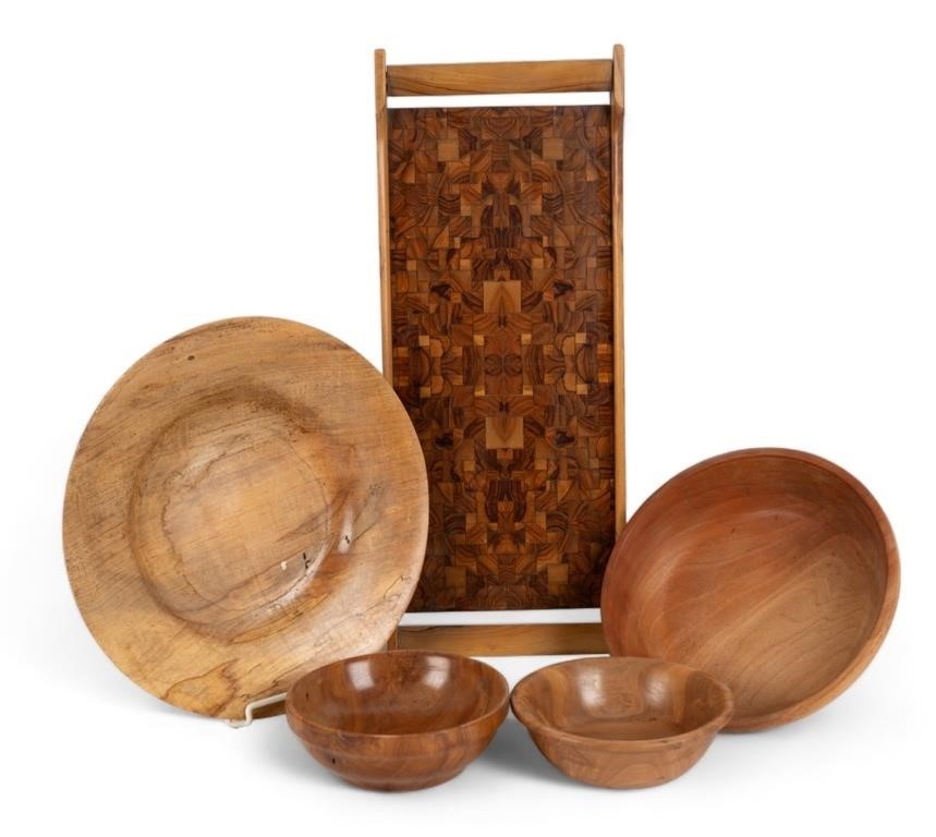 MCM Exotic Wood Tray & Bowls