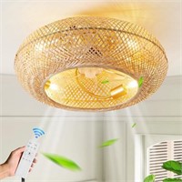 ainqiant Boho Caged Ceiling Fan with Light Flush M