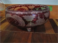 Old-Crystal cranberry footed bowl