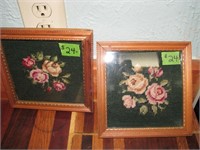 Pair of framed handstitched pictures