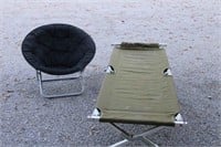 Aluminum Frame Cot and Folding Chair